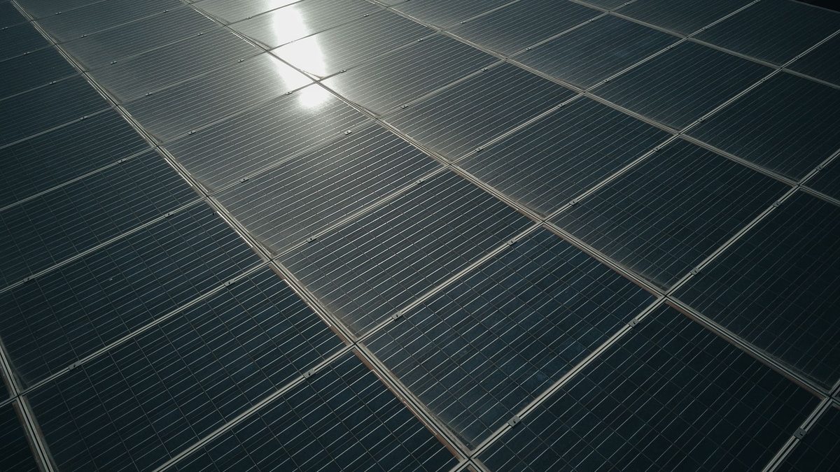 Paneles solares fotovoltaicos reflejan la luz del sol.